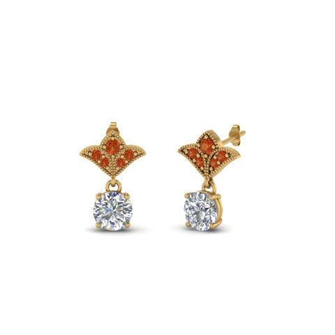 art-deco-inspired-round-drop-earring-with-orange-sapphire-in-14K-yellow-gold-FDEAR8425-0.25CTGSAOR-NL-YG