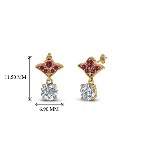 art-deco-inspired-round-drop-earring-with-pink-sapphire-in-14K-yellow-gold-FDEAR8425-0.25CTGSADRPI-NL-YG