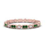 Load image into Gallery viewer, art-deco-thin-stacking-diamond-eternity-band-with-emerald-in-rose-gold-FDEWB2139GEMGRANGLE3-NL-RG.jpg

