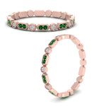 Load image into Gallery viewer, art-deco-thin-stacking-diamond-eternity-band-with-emerald-in-rose-gold-FDEWB2139GEMGRANGLE3-NL-RG.jpg
