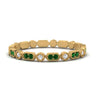Load image into Gallery viewer, art-deco-thin-stacking-diamond-eternity-band-with-emerald-in-yellow-gold-FDEWB2139GEMGRANGLE3-NL-YG.jpg