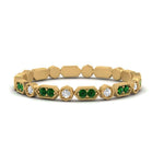 Load image into Gallery viewer, art-deco-thin-stacking-diamond-eternity-band-with-emerald-in-yellow-gold-FDEWB2139GEMGRANGLE3-NL-YG.jpg
