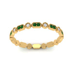 Load image into Gallery viewer, art-deco-thin-stacking-diamond-eternity-band-with-emerald-in-yellow-gold-FDEWB2139GEMGRANGLE3-NL-YG.jpg
