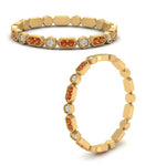 Load image into Gallery viewer, art-deco-thin-stacking-diamond-eternity-band-with-orange-sapphire-in-yellow-gold-FDEWB2139GSAORANGLE3-NL-YG.jpg
