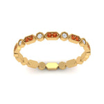 Load image into Gallery viewer, art-deco-thin-stacking-diamond-eternity-band-with-orange-sapphire-in-yellow-gold-FDEWB2139GSAORANGLE3-NL-YG.jpg
