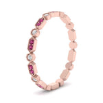 Load image into Gallery viewer, art-deco-thin-stacking-diamond-eternity-band-with-pink-sapphire-in-rose-gold-FDEWB2139GSADRPIANGLE3-NL-RG.jpg

