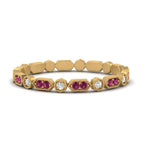 Load image into Gallery viewer, art-deco-thin-stacking-diamond-eternity-band-with-pink-sapphire-in-yellow-gold-FDEWB2139GSADRPIANGLE3-NL-YG.jpg

