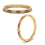 Load image into Gallery viewer, art-deco-thin-stacking-diamond-eternity-band-with-pink-sapphire-in-yellow-gold-FDEWB2139GSADRPIANGLE3-NL-YG.jpg
