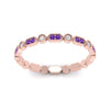 Load image into Gallery viewer, art-deco-thin-stacking-diamond-eternity-band-with-purple-topaz-in-rose-gold-FDEWB2139GVITOANGLE3-NL-RG.jpg
