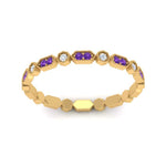 Load image into Gallery viewer, art-deco-thin-stacking-diamond-eternity-band-with-purple-topaz-in-yellow-gold-FDEWB2139GVITOANGLE3-NL-YG.jpg
