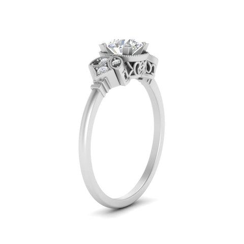 Art Deco Vintage Round Cut Engagement Ring
