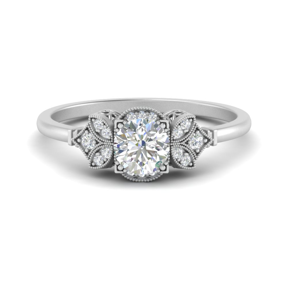 Art Deco Vintage Round Cut Engagement Ring