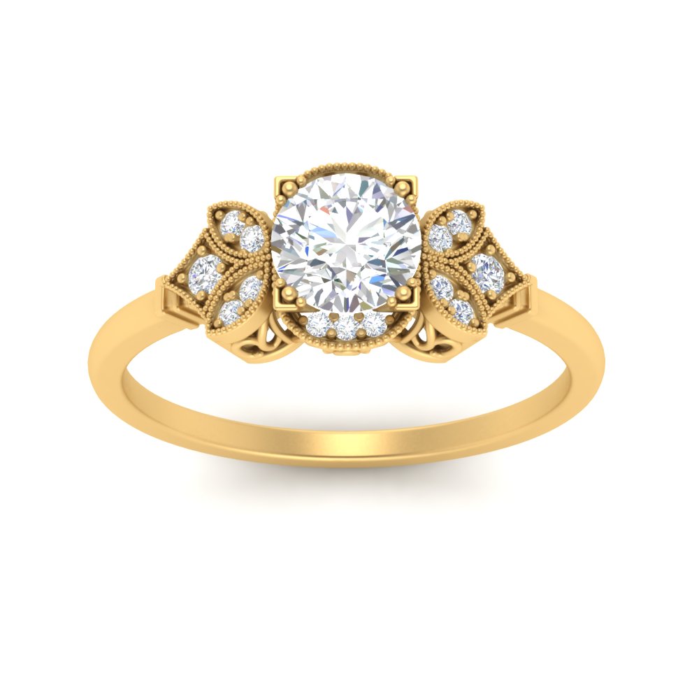 Art Deco Vintage Round Cut Engagement Ring