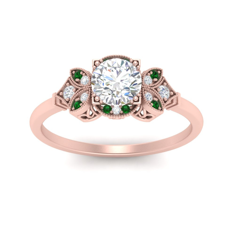 Art Deco Vintage Round Cut Engagement Ring