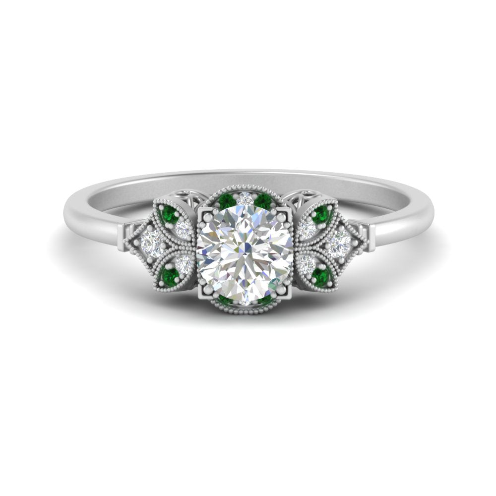 Art Deco Vintage Round Cut Engagement Ring
