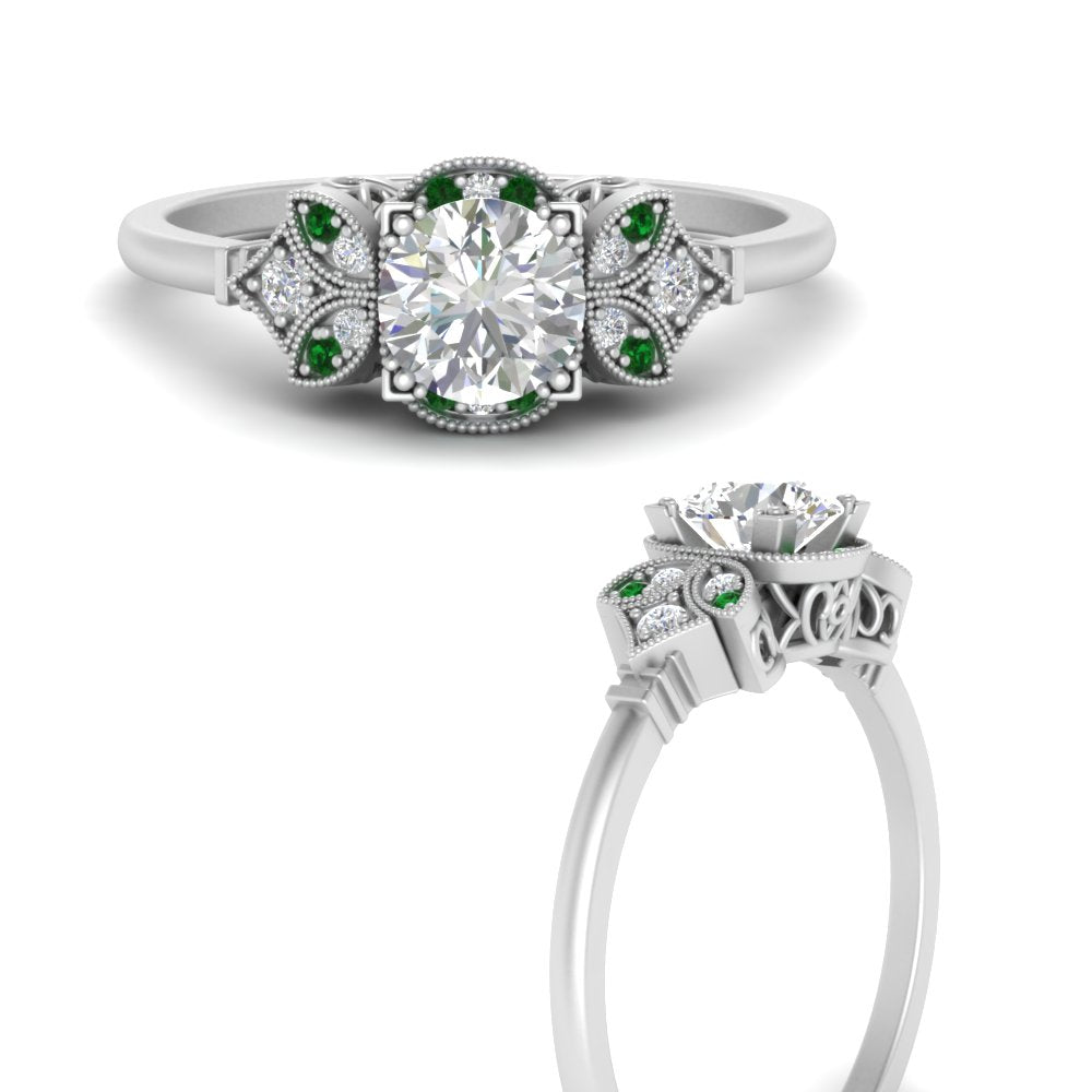 Art Deco Vintage Round Cut Engagement Ring