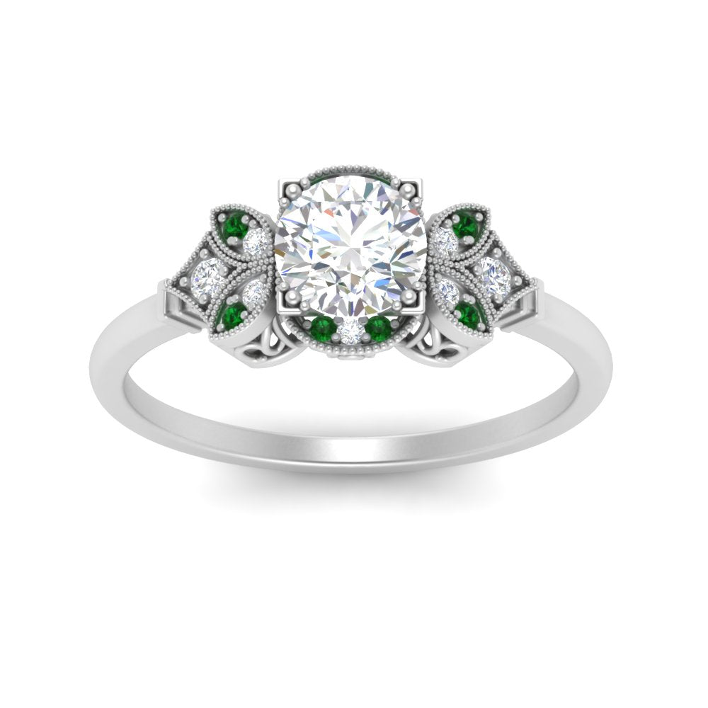 Art Deco Vintage Round Cut Engagement Ring