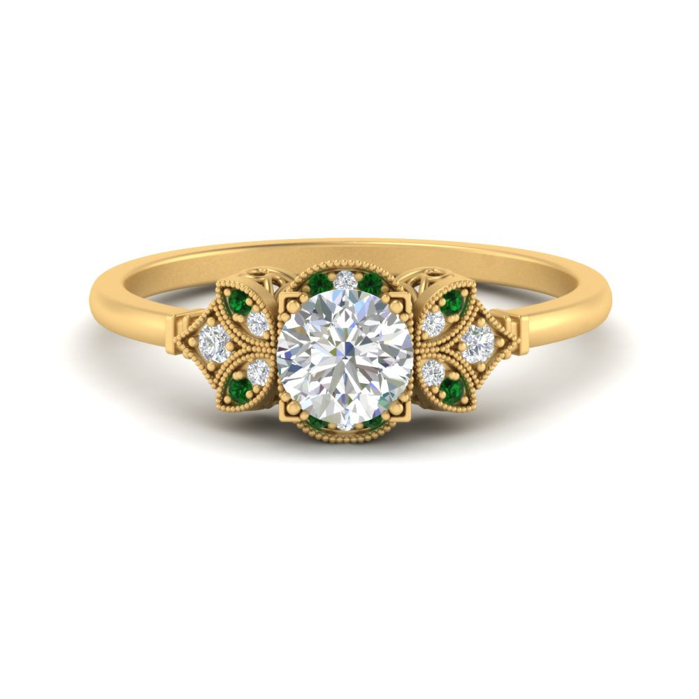 Art Deco Vintage Round Cut Engagement Ring