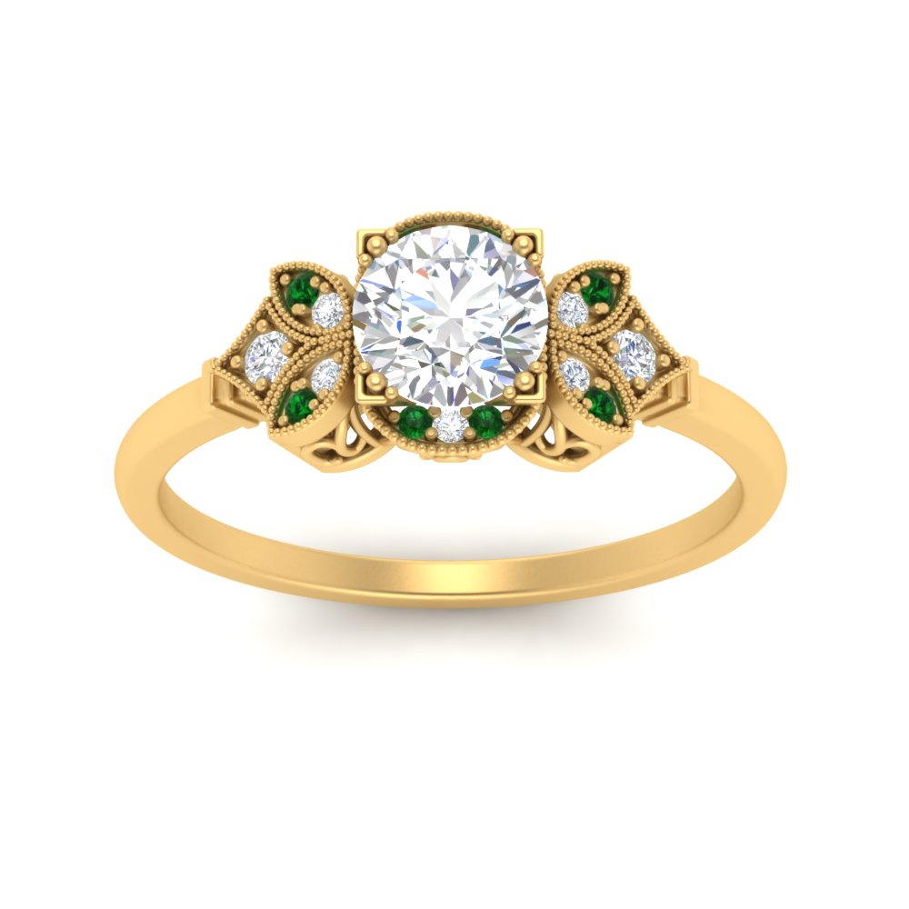 Art Deco Vintage Round Cut Engagement Ring
