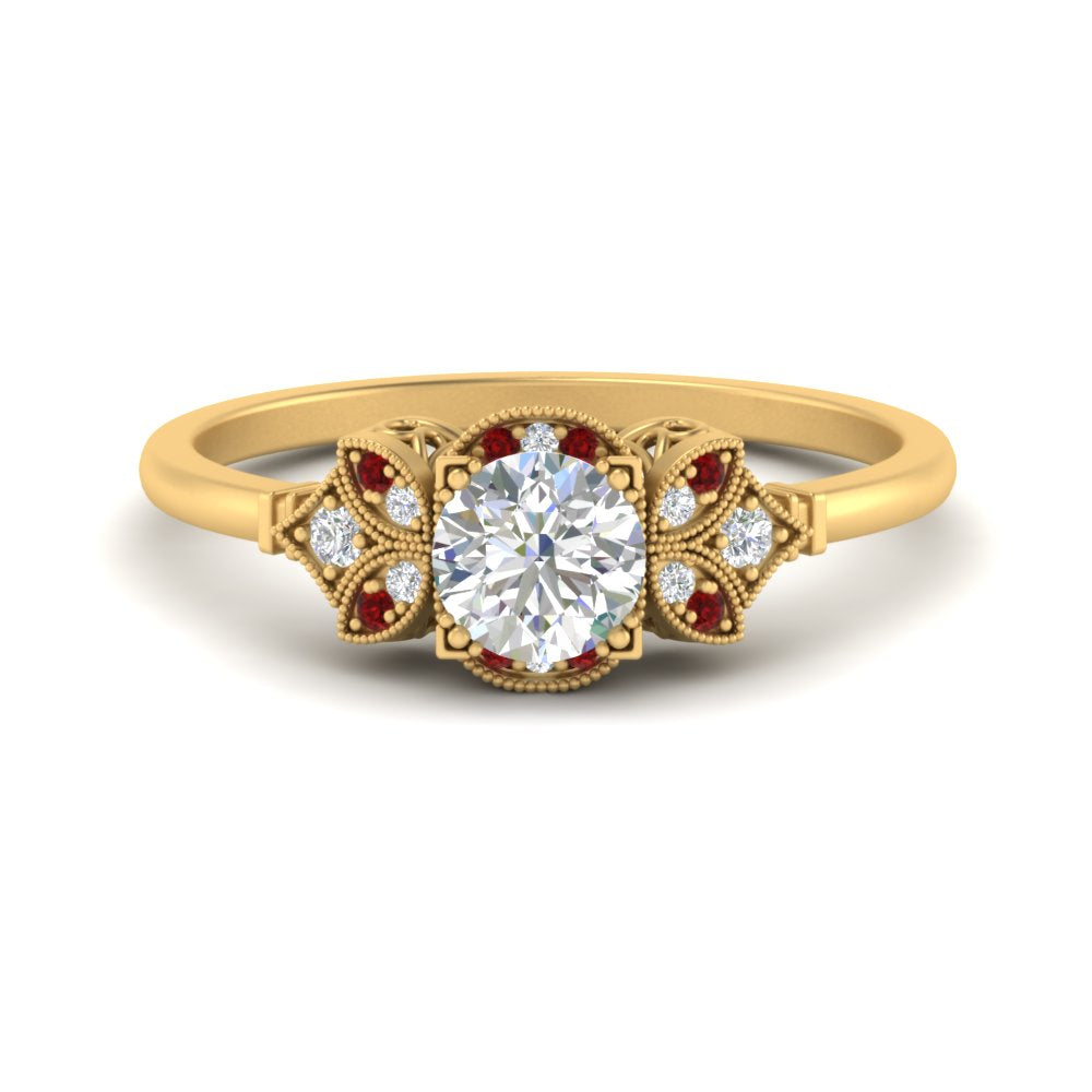 Art Deco Vintage Round Cut Engagement Ring