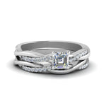 Load image into Gallery viewer, asscher-cut-Infinity-twist-diamond-matching-bridal-set-in-14K-white-gold-FD8253AS-NL-WG
