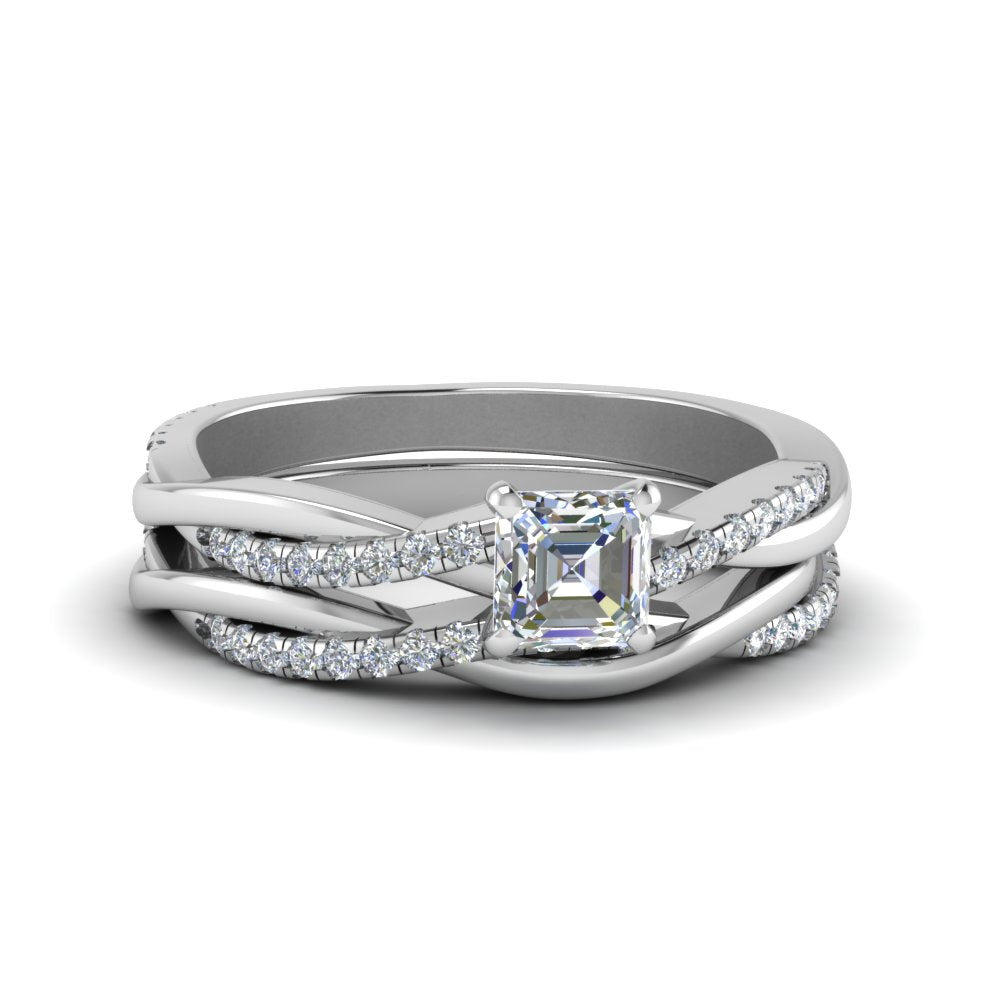 asscher-cut-Infinity-twist-diamond-matching-bridal-set-in-14K-white-gold-FD8253AS-NL-WG