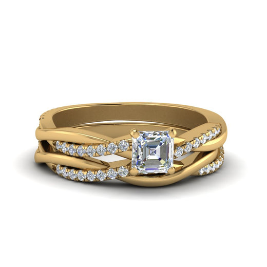 asscher-cut-Infinity-twist-diamond-matching-bridal-set-in-14K-yellow-gold-FD8253AS-NL-YG