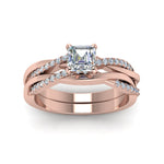 Load image into Gallery viewer, asscher-cut-Infinity-twist-diamond-matching-bridal-set-in-18K-rose-gold-FD8253AS-NL-RG
