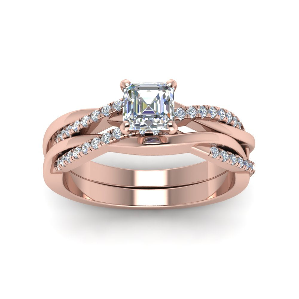 asscher-cut-Infinity-twist-diamond-matching-bridal-set-in-18K-rose-gold-FD8253AS-NL-RG