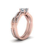 Load image into Gallery viewer, asscher-cut-Infinity-twist-diamond-matching-bridal-set-in-14K-rose-gold-FD8253AS-NL-RG
