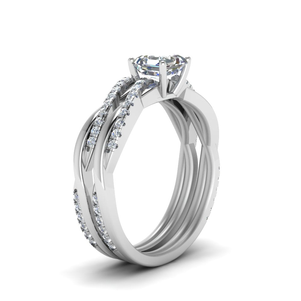 asscher-cut-Infinity-twist-diamond-matching-bridal-set-in-14K-white-gold-FD8253AS-NL-WG
