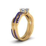 Load image into Gallery viewer, asscher-cut-Infinity-twist-diamond-matching-bridal-set-with-blue-sapphire-in-14K-yellow-gold-FD8253ASGSABL-NL-YG
