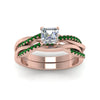 Load image into Gallery viewer, asscher-cut-Infinity-twist-diamond-matching-bridal-set-with-emerald-in-14K-rose-gold-FD8253ASGEMGR-NL-RG