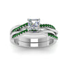 Load image into Gallery viewer, asscher-cut-Infinity-twist-diamond-matching-bridal-set-with-emerald-in-14K-white-gold-FD8253ASGEMGR-NL-WG