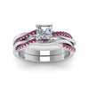 Load image into Gallery viewer, asscher-cut-Infinity-twist-diamond-matching-bridal-set-with-pink-sapphire-in-950-Platinum-FD8253ASGSADRPI-NL-WG