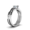 Load image into Gallery viewer, asscher-cut-Infinity-twist-matching-bridal-set-with-black-diamond-in-14K-white-gold-FD8253ASGBLACK-NL-WG