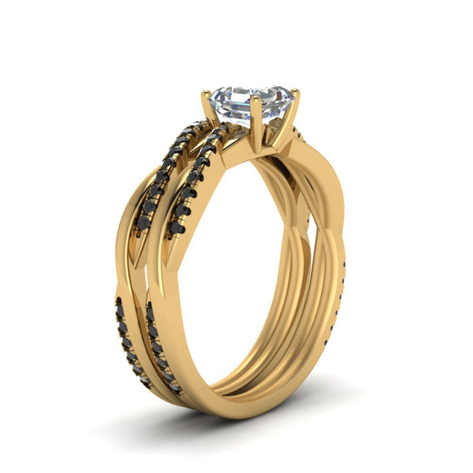 asscher-cut-Infinity-twist-matching-bridal-set-with-black-diamond-in-14K-yellow-gold-FD8253ASGBLACK-NL-YG