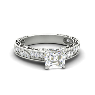 Asscher Cut Antique Filigree Diamond Engagement Ring