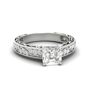 Asscher Cut Antique Filigree Diamond Engagement Ring