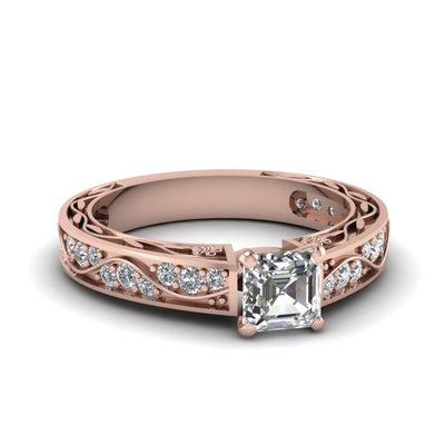 Antique Filigree Asscher Diamond Ring