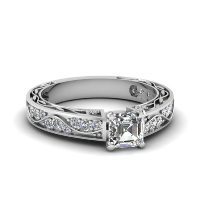 Antique Filigree Asscher Diamond Ring