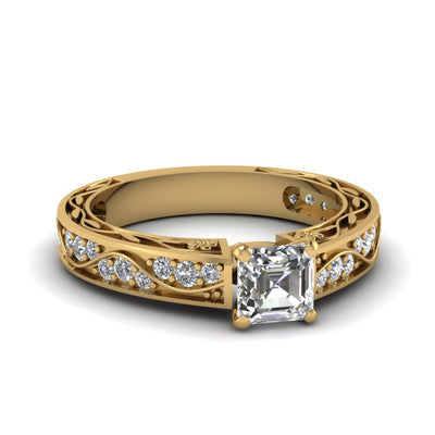Antique Filigree Asscher Diamond Ring