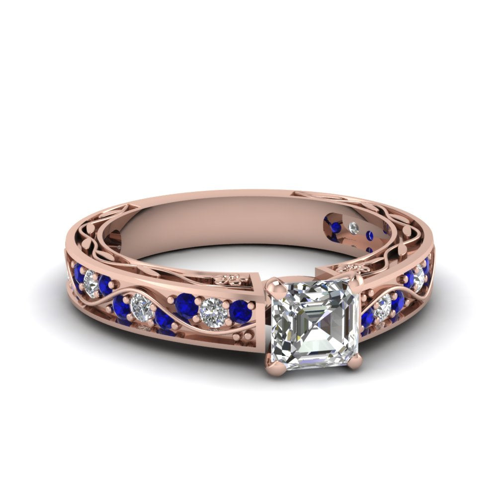 asscher-cut-antique-filigree-diamond-ring-with-blue-sapphire-in-14K-rose-gold-FDENS3543ASRGSABL-NL-RG