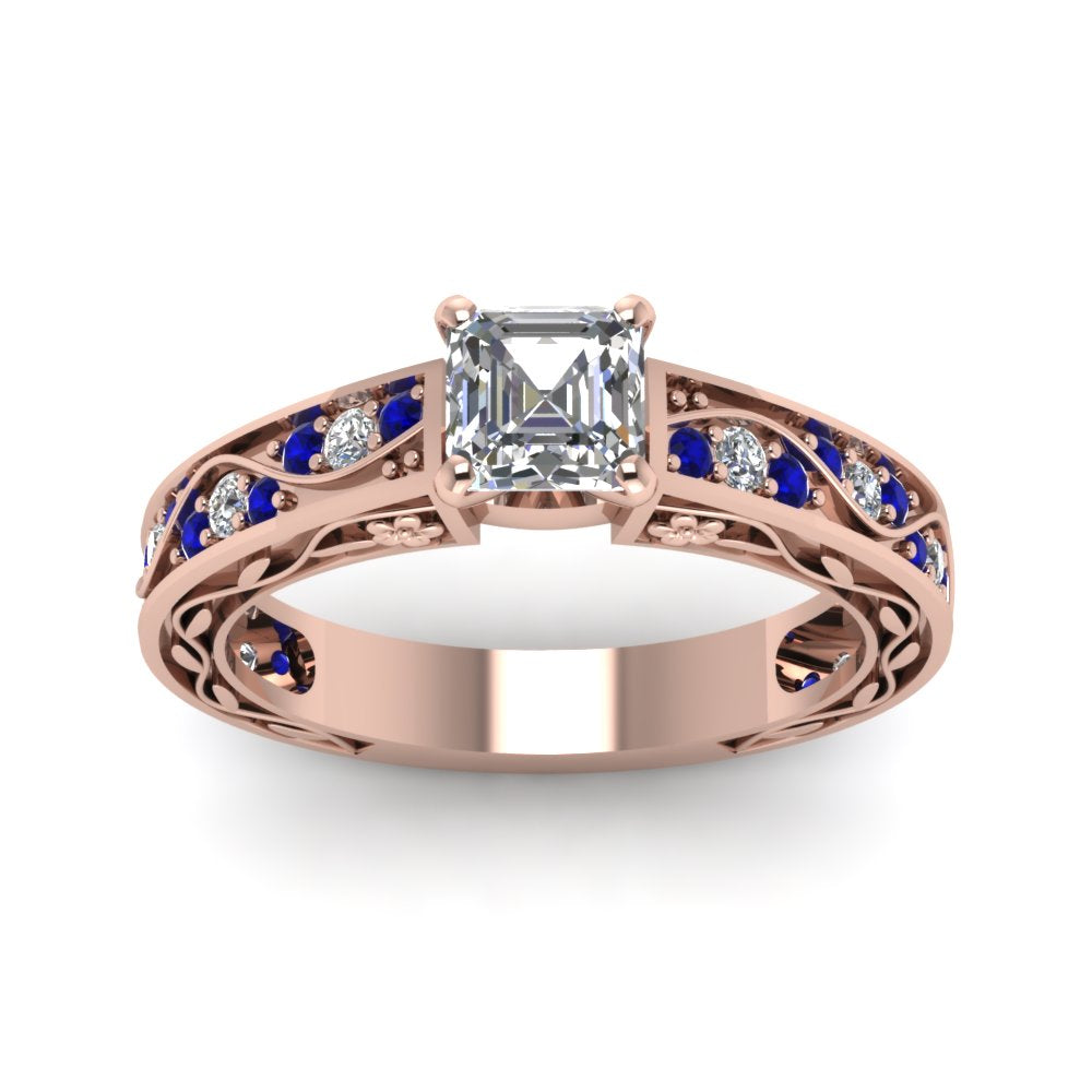 asscher-cut-antique-filigree-diamond-ring-with-blue-sapphire-in-14K-rose-gold-FDENS3543ASRGSABLANGLE5-NL-RG
