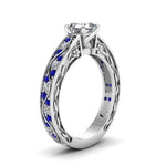 Load image into Gallery viewer, asscher-cut-antique-filigree-diamond-ring-with-blue-sapphire-in-14K-white-gold-FDENS3543ASRGSABLANGLE2-NL-WG_b0db4ffd-d2a3-47a3-b35f-c47b9c6e8143
