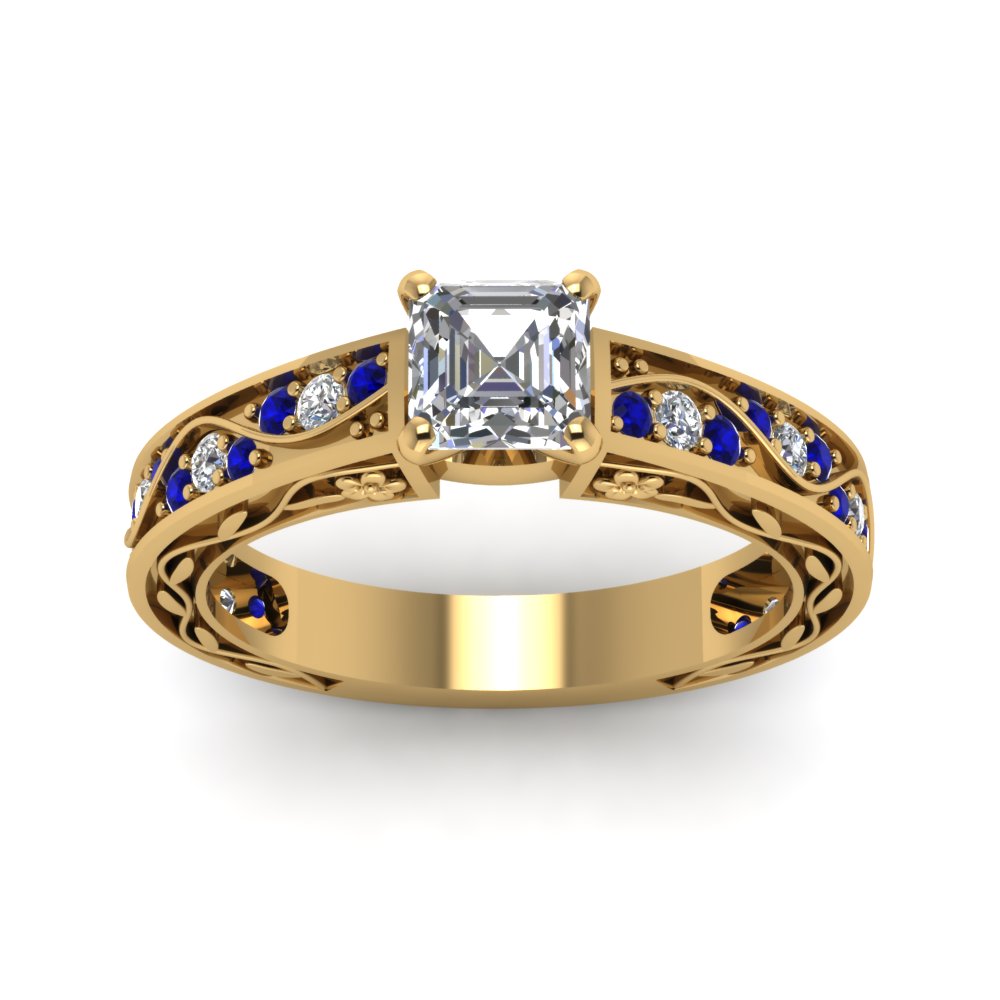 asscher-cut-antique-filigree-diamond-ring-with-blue-sapphire-in-14K-yellow-gold-FDENS3543ASRGSABLANGLE5-NL-YG_5df0419d-f1bc-4747-bc2e-dbb8897e4ffe