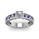 Load image into Gallery viewer, asscher-cut-antique-filigree-diamond-ring-with-blue-sapphire-in-950-platinum-FDENS3543ASRGSABLANGLE5-NL-WG
