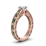 Load image into Gallery viewer, asscher-cut-antique-filigree-diamond-ring-with-emerald-in-14K-rose-gold-FDENS3543ASRGEMGRANGLE2-NL-RG_9b7fc1fc-0e7f-43bd-b8e9-48983d1bd423
