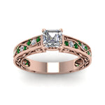 Load image into Gallery viewer, asscher-cut-antique-filigree-diamond-ring-with-emerald-in-14K-rose-gold-FDENS3543ASRGEMGRANGLE5-NL-RG_e3d7371b-b56d-4f39-91e5-9daa29a9e3a6
