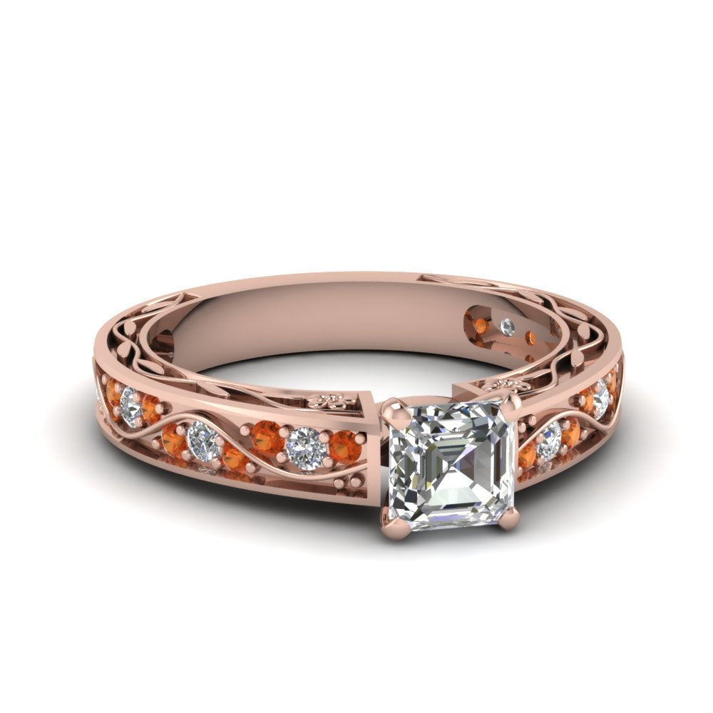 asscher-cut-antique-filigree-diamond-ring-with-orange-sapphire-in-14K-rose-gold-FDENS3543ASRGSAOR-NL-RG
